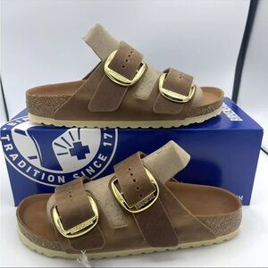 Birkenstock Arizona Big Buckle Sandal Cognac Oiled Leather EU 38/W7/M5 ;B59